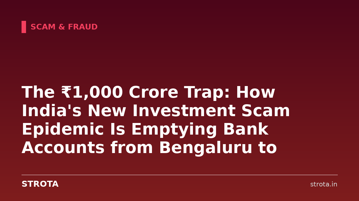 The ₹1,000 Crore Trap: How India's New Investment Scam Epidemic Is Emptying Bank Accounts from Bengaluru to Chhattisgarh